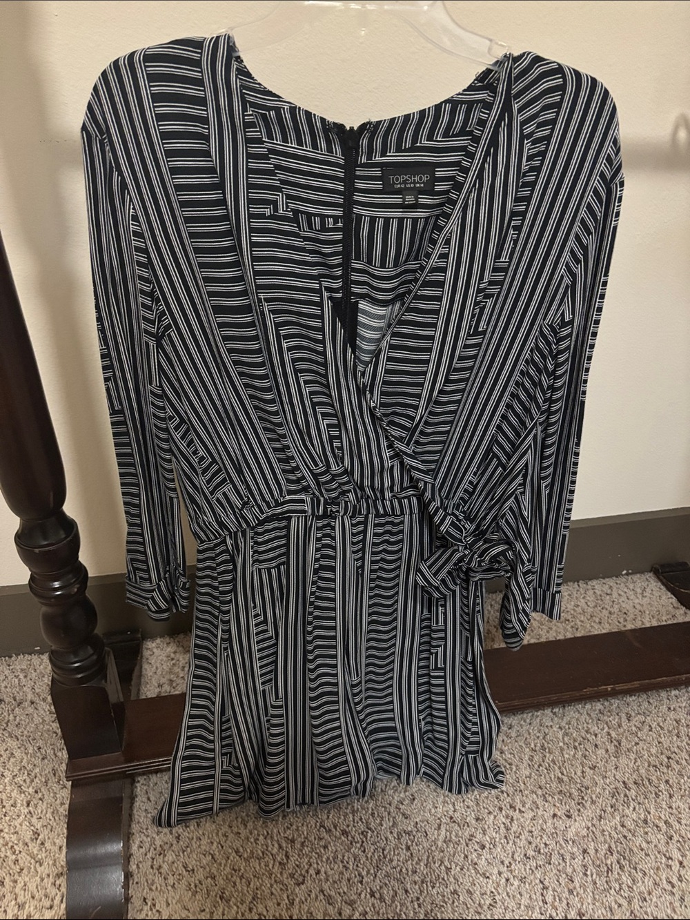Topshop Black and White Striped Wrap Romper